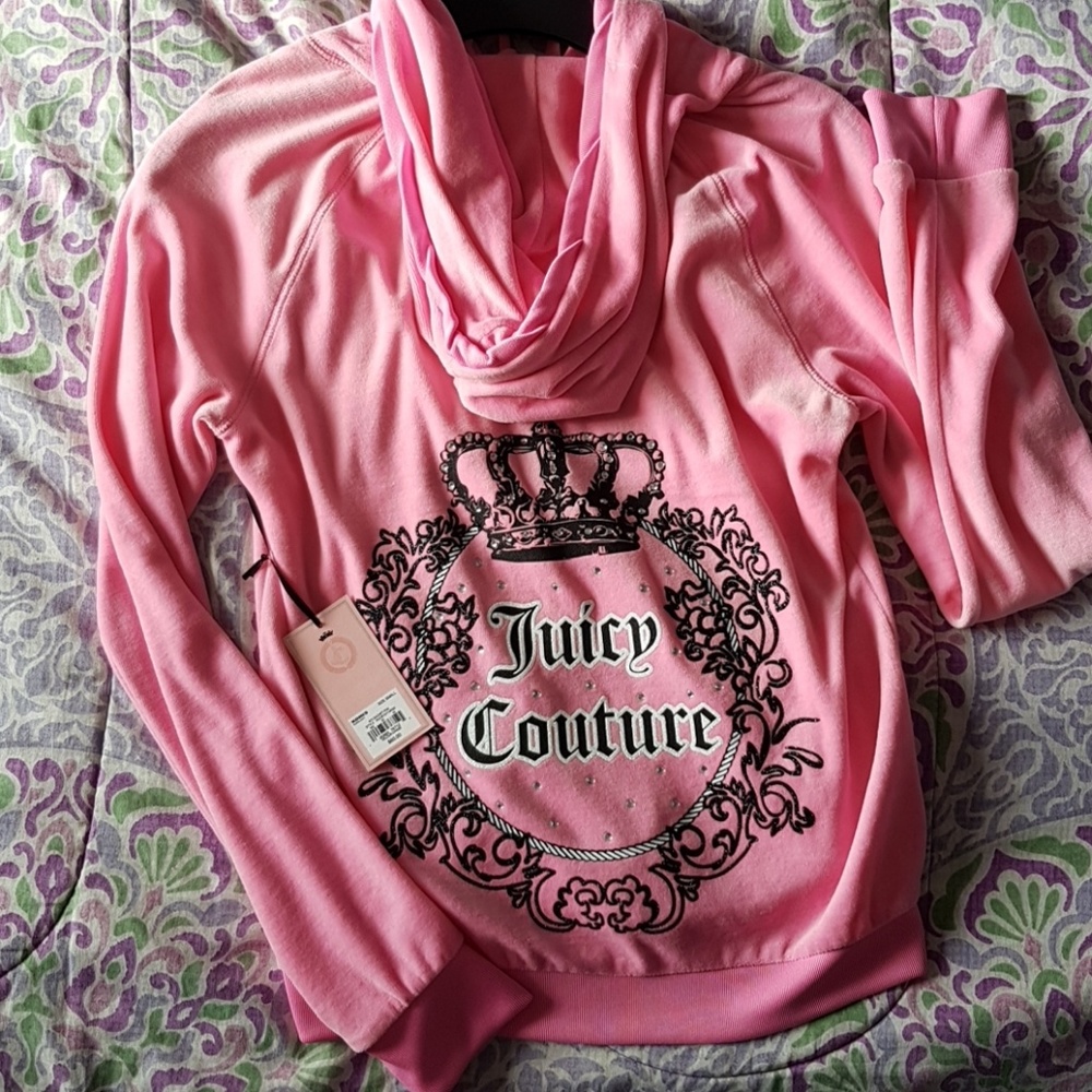 Classic fuzzy Juicy Couture zip hoodie